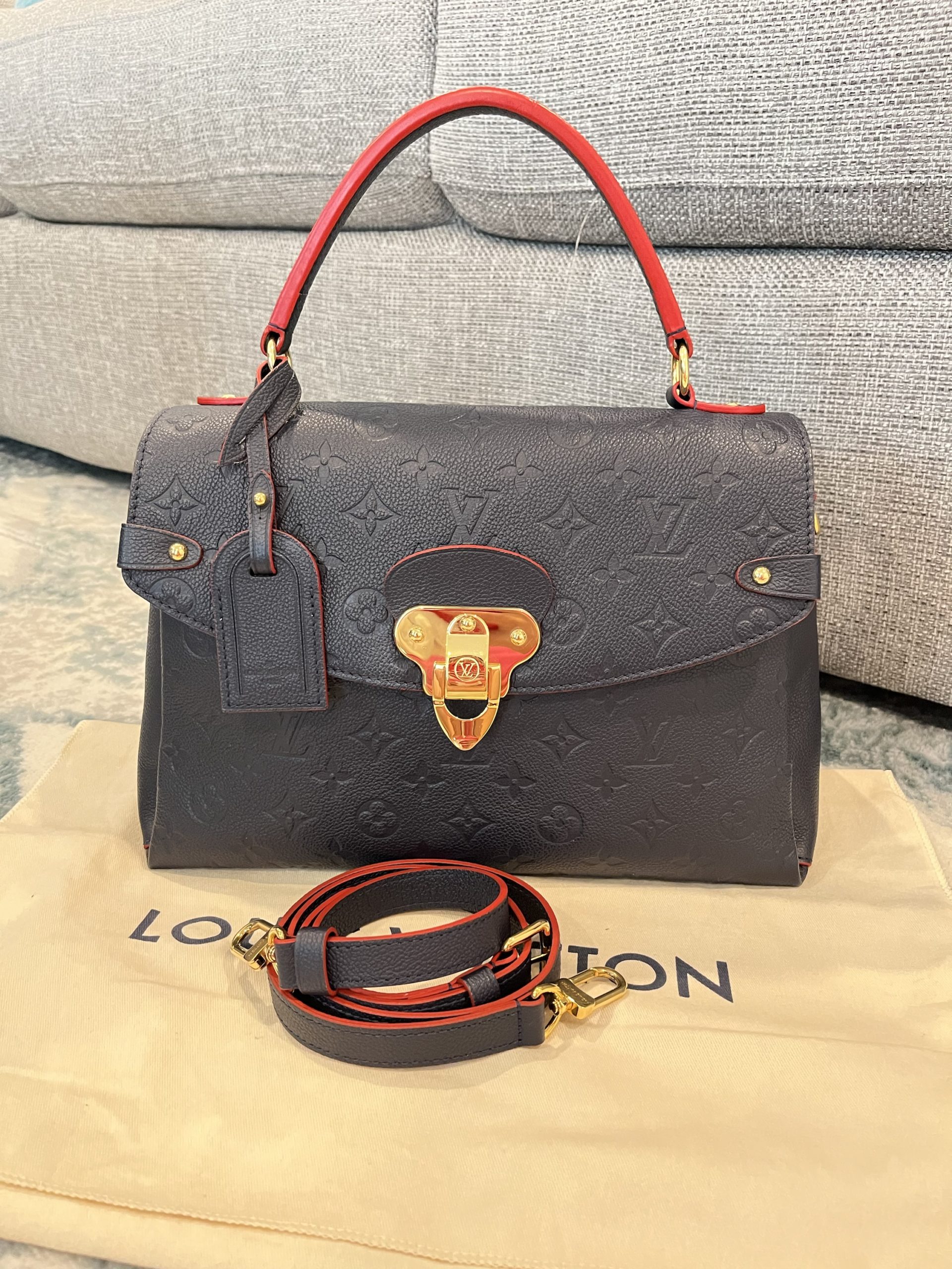 Louis Vuitton Georges MM, Marine Rouge Empreinte Leather, Preowned