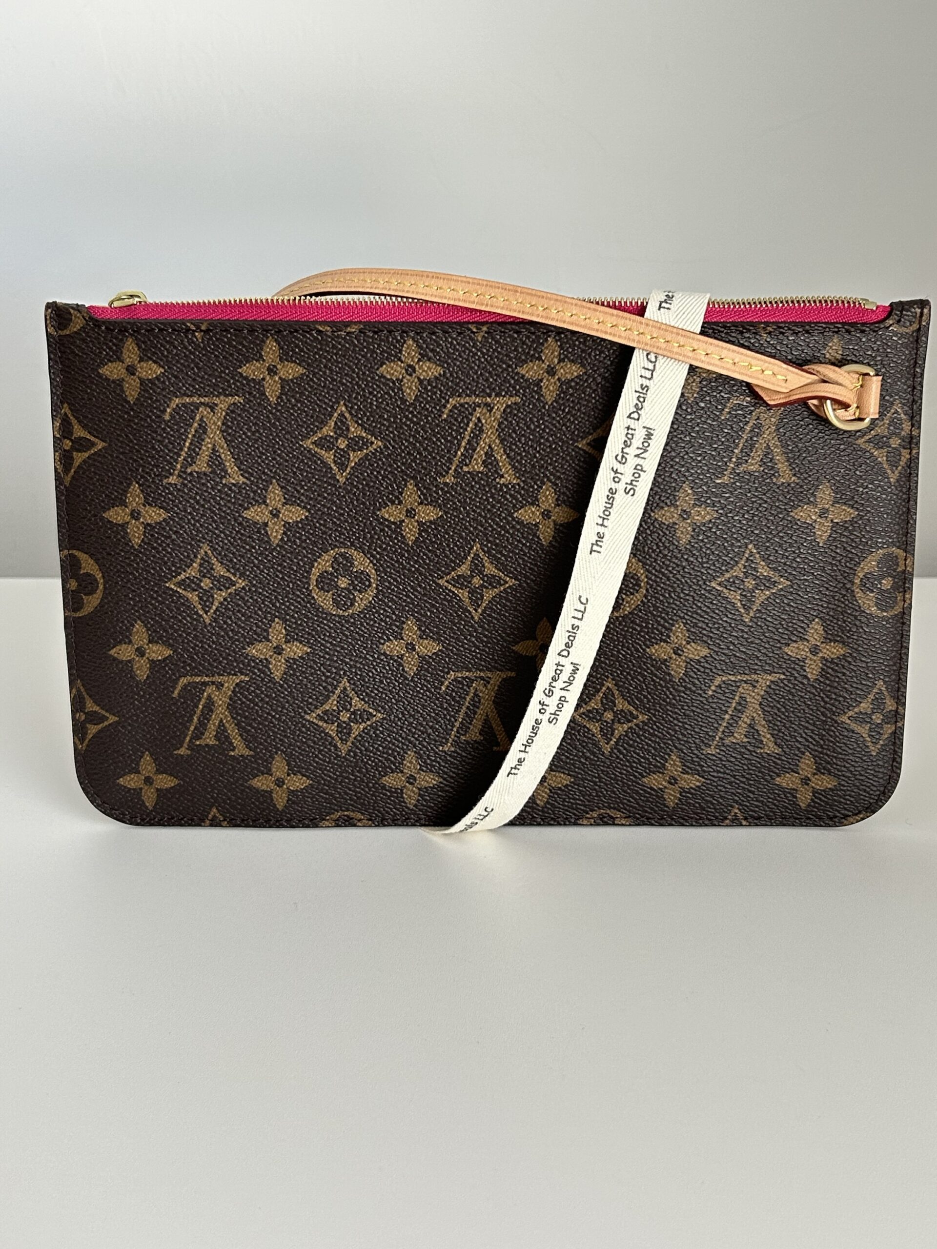 Louis Vuitton Neverfull Wristlet Pochette FUSCHIA Pink - Image 13