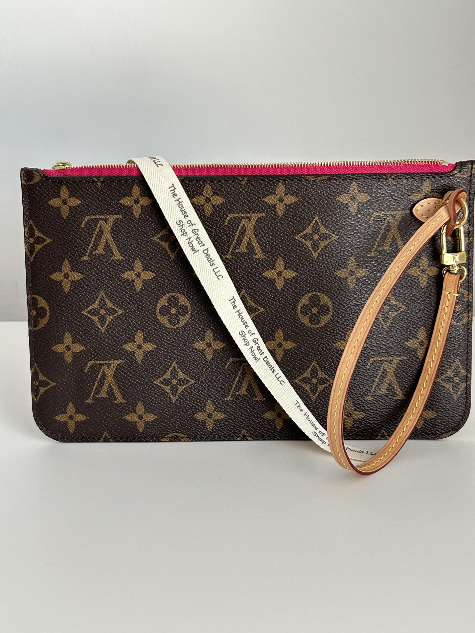 Louis Vuitton Neverfull Wristlet Pochette FUSCHIA Pink - Image 6